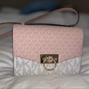Michael Kors pink and white Crossbody Purse